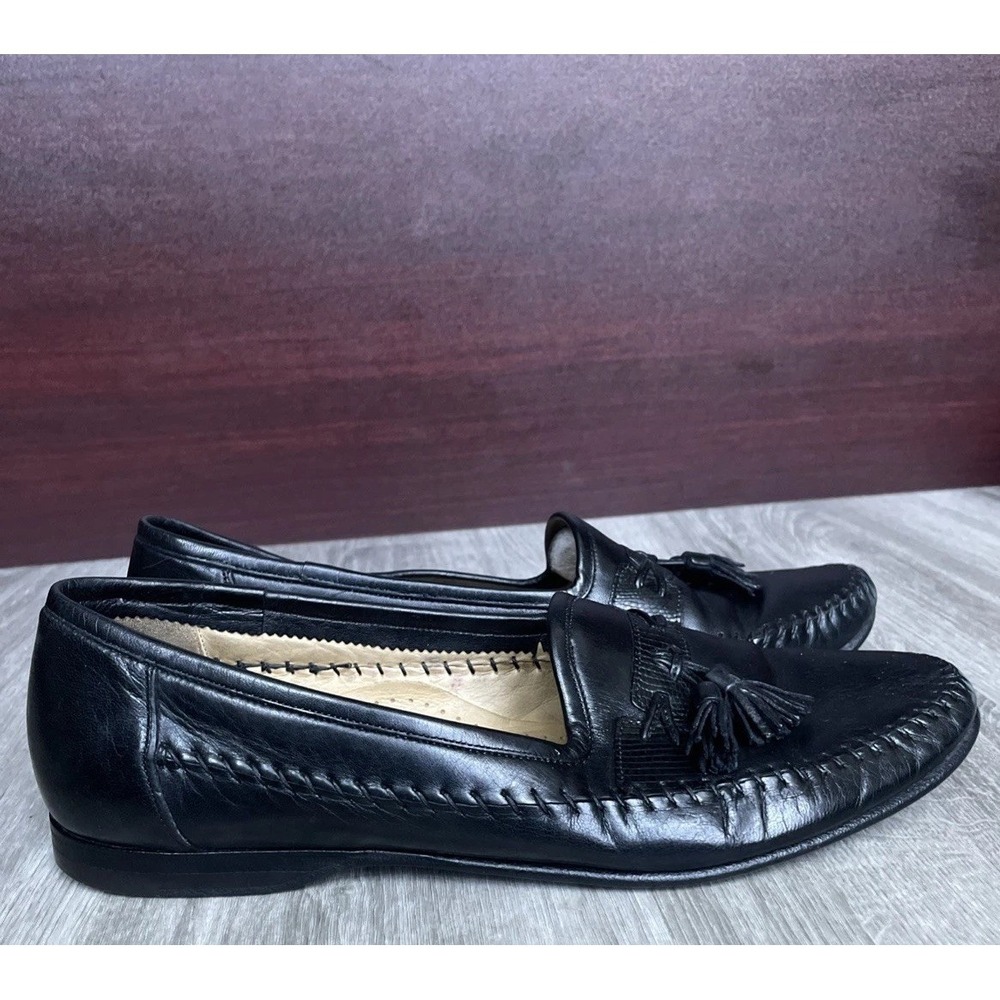 Santoni Women's Black Leather Slip-on Loafers Size UK9.5 Relaxed